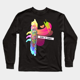 Katze Born To Dance Glitch Vaporwave Party Techno Long Sleeve T-Shirt